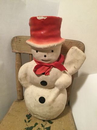 Cute 1930’s - 40’s Vintage Snowman Candy Container Paper Mache All