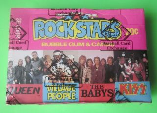 1979 Donruss Rock Stars Wax Box " Kiss - Village People - The Babys - Queen