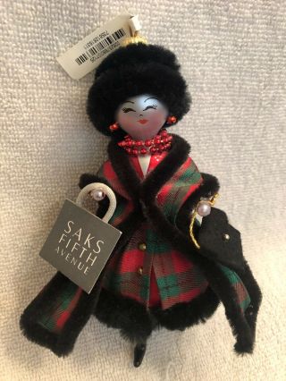 Saks Fifth Avenue Shopp Lady Ornament With Tag