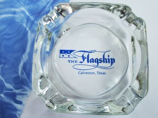 Vintage Glass Ashtray The Flagship Galveston Texas Hurricane Ike