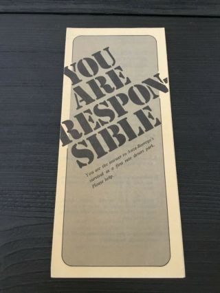 Vintage 1976 “you Are Responsible” Anza - Borrego’s Desert State Park Brochure