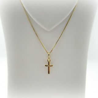 14k Solid Gold Baby Baptism Christiening Cross Charm Necklace Religious Jewelry
