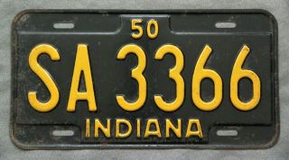 Indiana 1950.  License Plate.