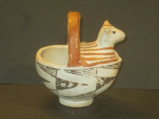 Rare Acoma Native American Indian Old Pottery Cow Pitcher With Handle