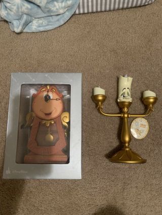 Disney Lumiere From Beauty And The Beast Light - Up Candlestick & Cogsworth Set