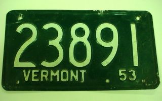 Vermont Vintage 1953 Automobile License Plate 23891