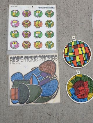 Rickie Tickie Stickers Mushrooms,  Owls &safety Glass Art Simulated Stained Glass