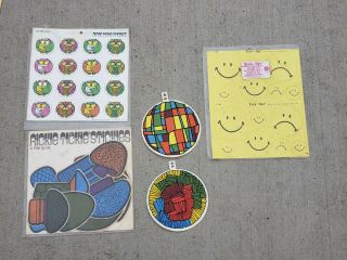 Rickie tickie stickers Mushrooms,  Owls &Safety glass art simulated stained glass 2