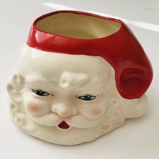 Vintage Santa Claus Head Large Heavy Ceramic Planter Vase 1950s Japan 10”