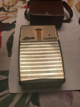Vintage Lafayette Transistor 9 Pocket Radio Fs - 91 W/ Case Parts Repair Art Deco