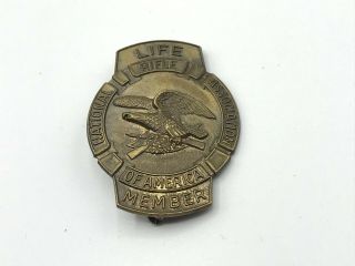 Vintage Eagle Nra Life Member Pin Badge Natl Rifle Assoc Of America =