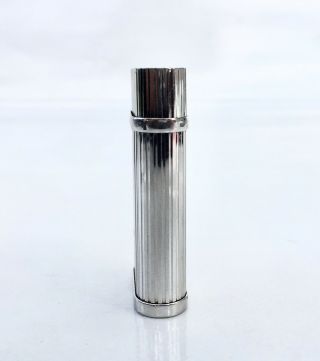 Cartier Silver Godron Lighter Oval Stripe Butane Gas 3