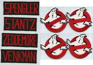 Set Of 4 Ghostbusters No Ghost & [4] Classic Name Tag Iron - On Patches