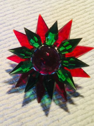Vintage Illumibrite Matchless Star Christmas Light C6 Double Crystal Green Red