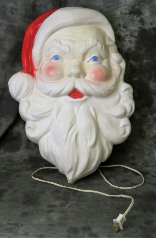 Vintage Union Products 21 " Blow Mold Light Up Santa Head Face