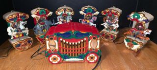 Mr.  Christmas 1990s Holiday Carousel Horses Motion Lighted Musical 21 Carols