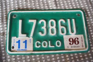 1996 Colorado Motorcycle License Plate Expired L7386u