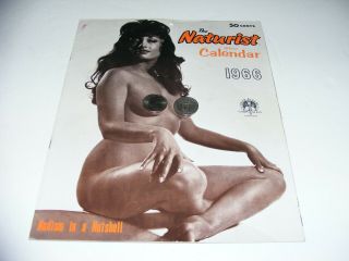 Vtg 1966 Naturist Calendar Nudist Sexy Full Frontal Nudes Pin - Up Girls Swingers