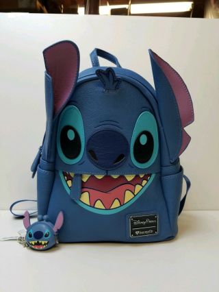 Disney Parks Exclusive Stitch Mini Backpack With Bonus Key Chain Loungefly