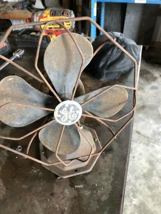 Antique Vintage Ge General Electric Fan 12 " Black With Brass Blades