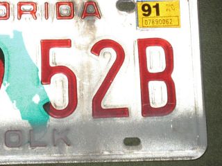 Florida 1991 License Plate,  CL9 52B POLK 3