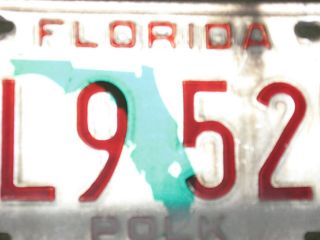 Florida 1991 License Plate,  CL9 52B POLK 4