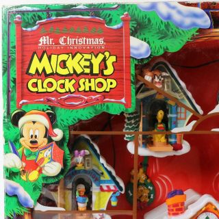 Mr Christmas Mickey ' s Clock Shop Singing Mechanical Decoration - 7