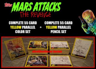 2017 Topps Mars Attacks The Revenge Complete 110 Card Yellow Parallel Set /199