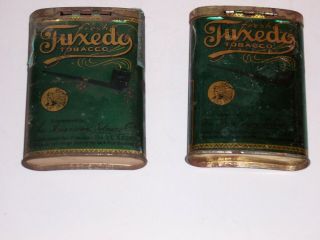 (2) vintage Tuxedo smoking tobacco pocket tins/cans 2