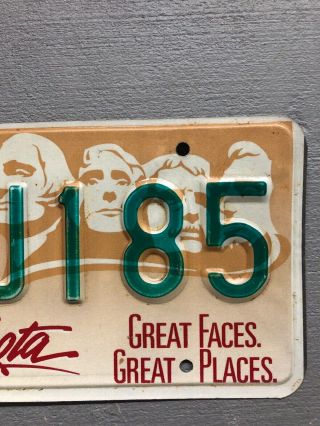 SOUTH DAKOTA LICENSE PLATE GREAT FACES MT.  RUSHMORE 53 - J185 1992 Sticker 3