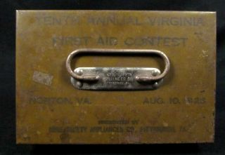 Vintage 1928 Mine Safety First Aid Contest Norton,  Virginia Box Kit Coal