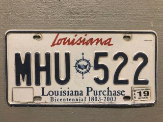 Louisiana License Plate Louisiana Purchase Bicentennial Red/white/blue Mhu - 522