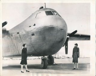 1944 Orig.  Ww2 Press Photo Wav & Wac W/ Budd Rb - 1 Conestoga Cargo Plane