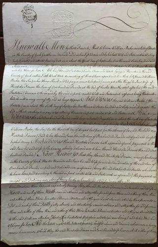 1771 King George Iii 18th Century Document William Baker Of Ebberston Yorkshire