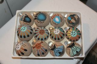 Native American Sand Painted Christmas Ornaments - Navajo Artist Molly Goldtooth