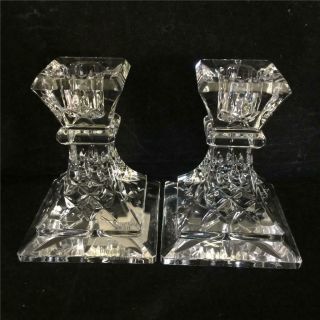Waterford Crystal Lismore Pattern 4 " Candlesticks Candle Holders = Minty