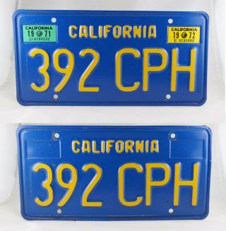 1972 California Passenger License Plate Pair -
