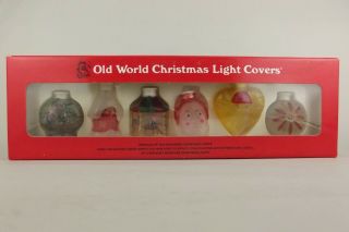 6 Old World Glass Christmas Light Covers Mib Fit Miniature Lights Replicas