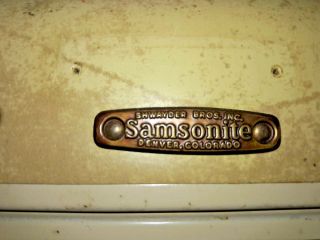 Vintage Samsonite Beige Marbled Train/Cosmetic Case Luggage with tray 2