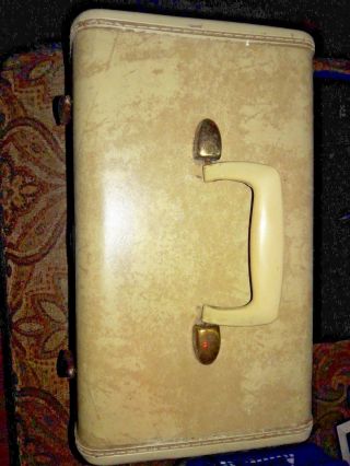 Vintage Samsonite Beige Marbled Train/Cosmetic Case Luggage with tray 4