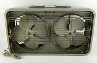Vintage Ge Automatic Metal Box Fan Double Dual Twin General Electric All Metal
