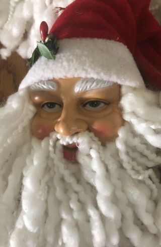 Set 18 3D Vintage Santa Claus Head Face Christmas Ornaments Gnomes Yarn Beard 2