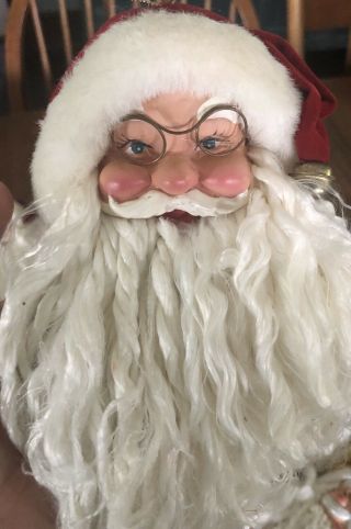 Set 18 3D Vintage Santa Claus Head Face Christmas Ornaments Gnomes Yarn Beard 6