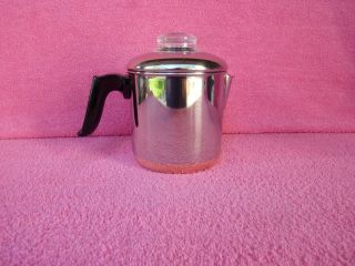 Vintage Revere Ware Stainless Steel 4 - Cup Stove Top Percolator Coffee Pot Maker 3
