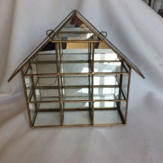 Vintage Style Gold Metal Glass Display Case