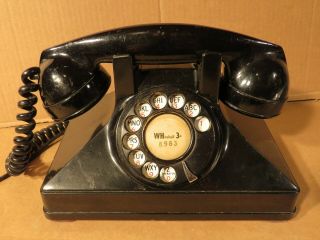 1940s Northern Electric Black Bakelite Rotary Desk Phone