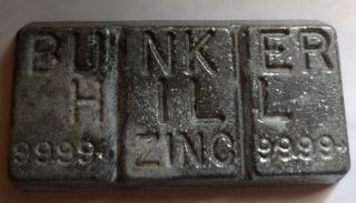 1978 Bunker Hill Zinc Plant Bar.  9999 Pure 360 Grams,  11.  5 Troy Oz Paperweight