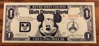 1971 Disney World Disney Dollar Series A $1 Recreation Coupon