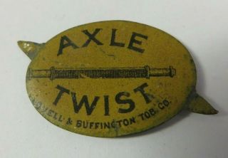 Vtg Indian Plug Chewing Tobacco Tin Tag Axle Twist Lovell Buffington Advertising