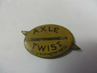 Vtg Indian Plug Chewing Tobacco Tin Tag AXLE TWIST Lovell Buffington Advertising 2